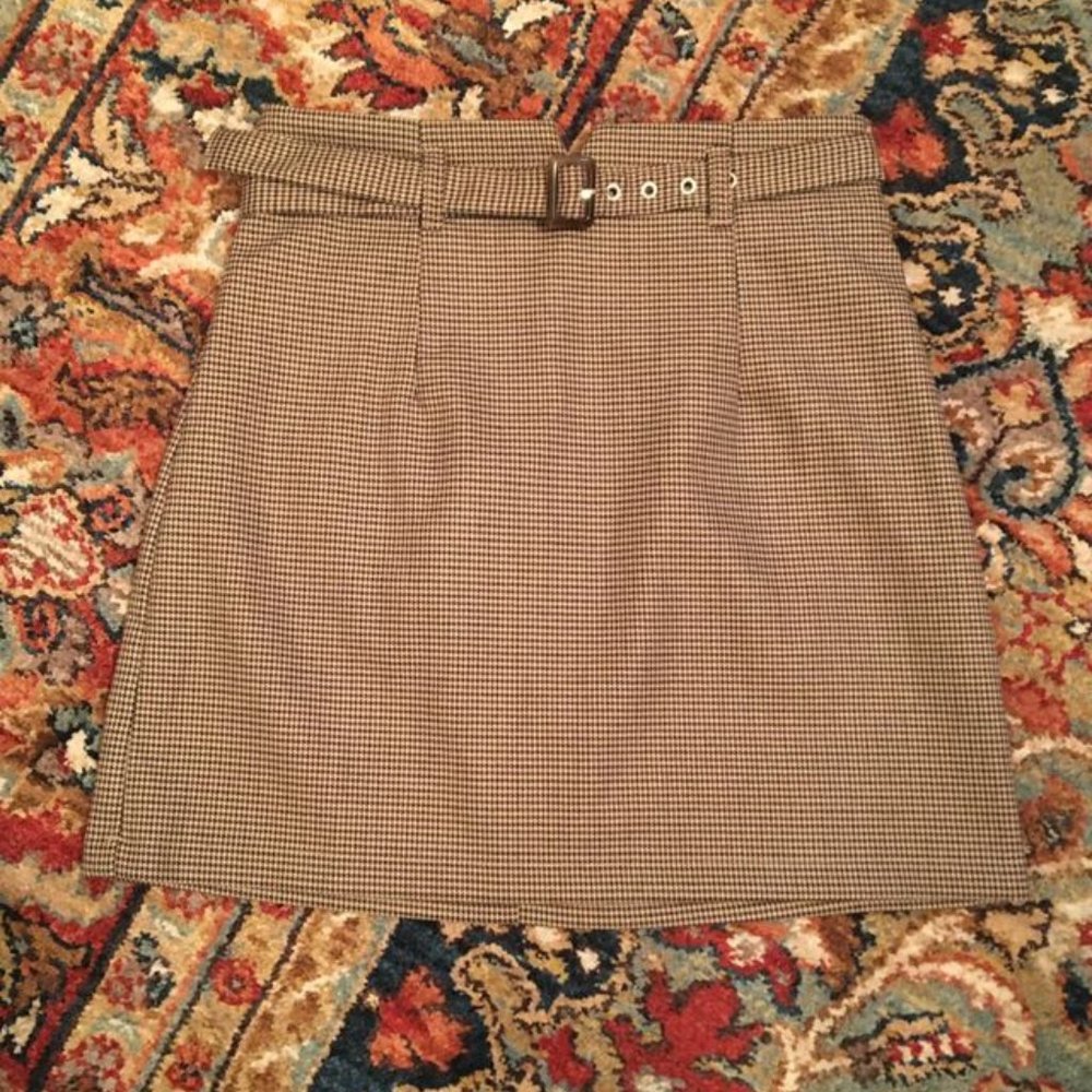Forever 21 Brown Plaid Belted Skirt